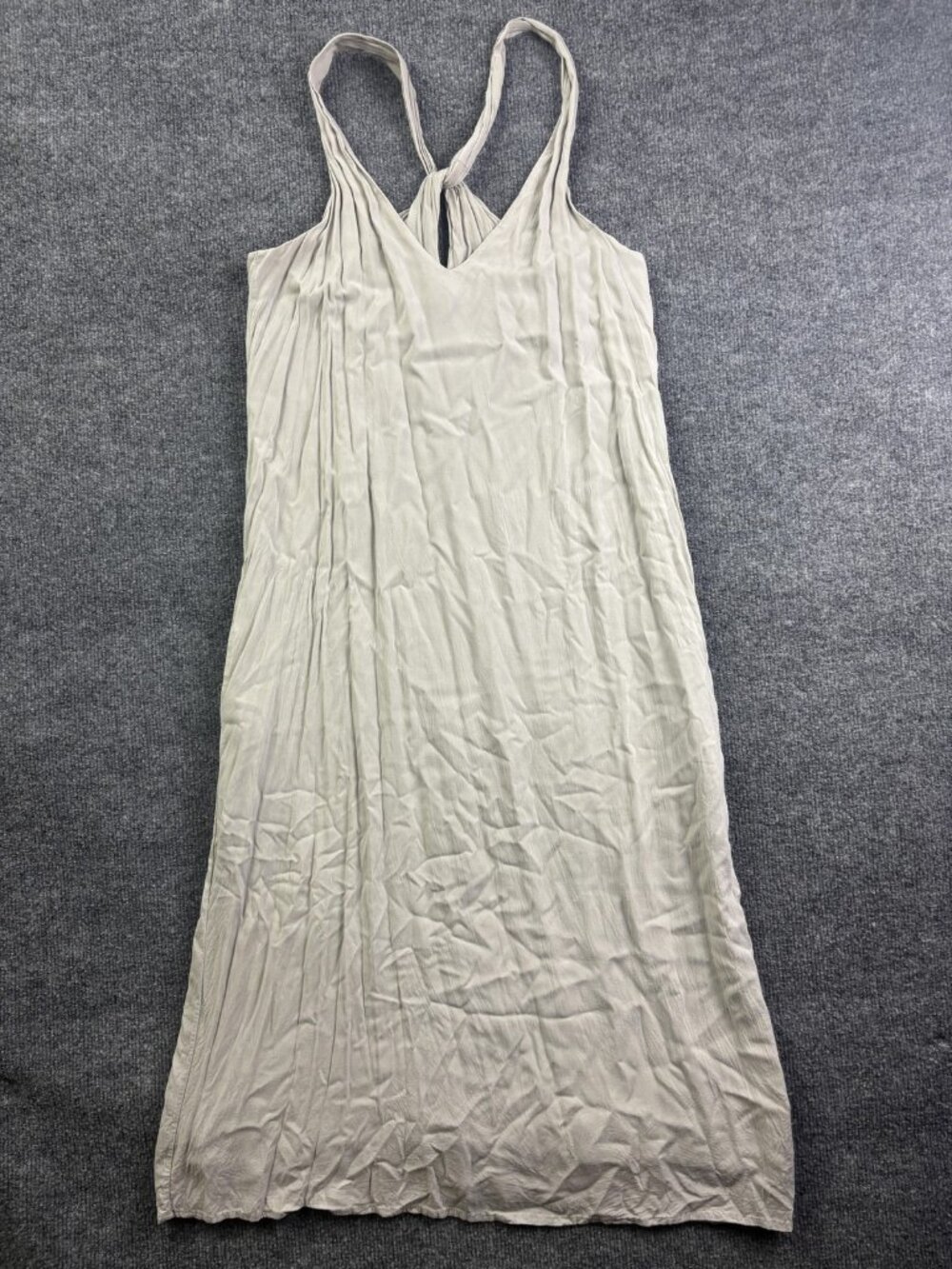 James Perse Dress Womens 0 Beige Halter Maxi Pleated Jersey‎ Slip Pockets Casual